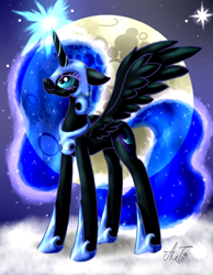 Size: 1400x1800 | Tagged: safe, artist:artyjoyful, nightmare moon, moon, solo, speedpaint available