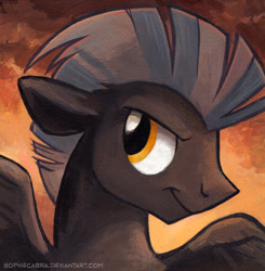 Size: 504x514 | Tagged: safe, artist:kenket, artist:spainfischer, derpibooru import, thunderlane, pegasus, pony, bust, looking back, male, portrait, solo, stallion, traditional art