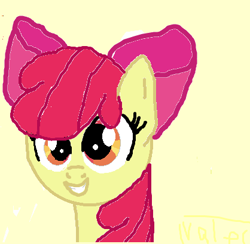 Size: 418x408 | Tagged: safe, artist:valebrony, derpibooru import, apple bloom, earth pony, pony, female, filly, simple background, solo