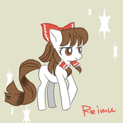 Size: 600x600 | Tagged: safe, artist:nekoya saki, blank flank, female, hakurei reimu, mare, pixiv, ponified, solo, touhou