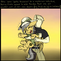 Size: 950x950 | Tagged: safe, artist:ichibangravity, daring do, oc, oc:anon, human, ear fluff, tickling, unshorn fetlocks