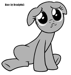 Size: 742x793 | Tagged: safe, artist:deadp0n3, earth pony, pony, base, blank, female, floppy ears, frown, mare, sad, sitting, solo
