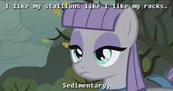 Size: 1438x762 | Tagged: safe, edit, edited screencap, screencap, maud pie, earth pony, pony, maud pie (episode), caption, female, mare, solo