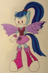 Size: 617x932 | Tagged: safe, artist:artking3000, sonata dusk, anthro, plantigrade anthro, equestria girls, solo, sonic the hedgehog (series), sonicified, traditional art