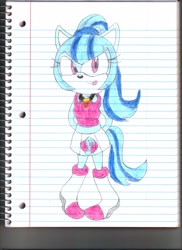 Size: 2550x3510 | Tagged: safe, artist:bluespeedsfan92, sonata dusk, anthro, plantigrade anthro, equestria girls, solo, sonic the hedgehog (series), sonicified, traditional art