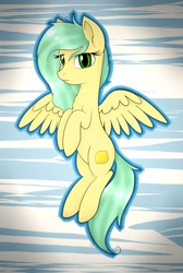 Size: 1376x2048 | Tagged: safe, artist:lace_felora, oc, oc only, pegasus, pony, flying, gradient background, looking at you, solo