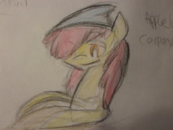 Size: 1024x768 | Tagged: safe, artist:leafdapple007, apple bloom, carpentry, sketch, solo