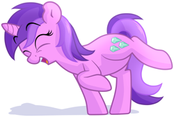 Size: 2045x1377 | Tagged: safe, artist:furrgroup, amethyst star, sparkler, eyes closed, happy, open mouth, raised hoof, raised leg, shadow, smiling, solo