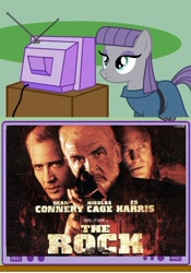 Size: 506x723 | Tagged: safe, maud pie, maud pie (episode), ed harris, exploitable meme, meme, nicolas cage, obligatory pony, sean connery, the rock (movie), tv meme