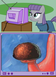 Size: 498x682 | Tagged: safe, maud pie, rocky, maud pie (episode), exploitable meme, meme, obligatory pony, patrick star, rocky the rock, spongebob squarepants, the great snail race, tv meme