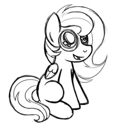 Size: 894x894 | Tagged: safe, artist:drawponies, oc, oc only, oc:golden gates, pegasus, pony, babscon, babscon mascots, cute, filly, monochrome, sketch, solo