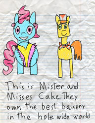 Size: 600x780 | Tagged: safe, artist:fonypan, artist:sweetie belle, carrot cake, cup cake, lined paper, stylistic suck, sweetie's jurnal