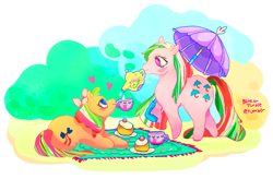 Size: 803x527 | Tagged: safe, artist:bluearturtle, parasol (g1), g1, argentina, ribbon