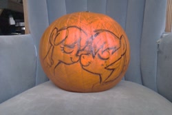 Size: 1280x853 | Tagged: safe, big macintosh, cheerilee, earth pony, pony, carving, halloween, holiday, jack-o-lantern, male, pumpkin, stallion