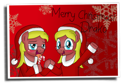 Size: 3000x2000 | Tagged: safe, artist:drako1997, oc, oc only, oc:drako, bedroom eyes, blushing, candy cane, christmas, drool, glasses, licking, male, postcard, selfcest, tongue out