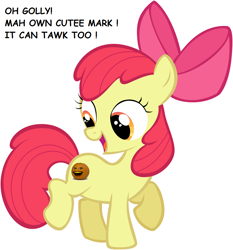 Size: 866x931 | Tagged: safe, apple bloom, annoying orange, cutie mark, solo, why