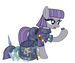 Size: 1200x1023 | Tagged: safe, artist:pixelkitties, boulder (pet), maud pie, maud pie (episode), helmet, pickelhaube, rock candy, rock candy necklace, simple background, solo, transparent background