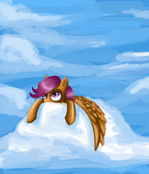 Size: 1500x1750 | Tagged: safe, artist:clrb, scootaloo, pegasus, pony, detailed background, female, filly, solo