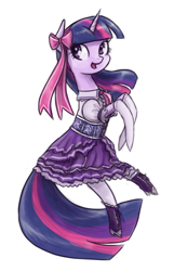 Size: 900x1398 | Tagged: safe, artist:king-kakapo, twilight sparkle, anthro, semi-anthro, unguligrade anthro, clothes, dress, solo