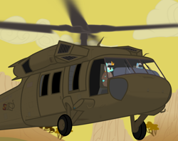 Size: 1488x1179 | Tagged: safe, artist:totallynotabronyfim, lightning dust, army, clothes, flight suit, helicopter, helmet, uh-60