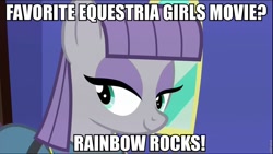 Size: 960x540 | Tagged: safe, maud pie, equestria girls, maud pie (episode), rainbow rocks, caption, meme, rock pun, solo