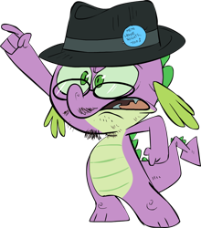 Size: 960x1091 | Tagged: safe, artist:frostadflakes, spike, dragon, drama, fedora shaming, hat, hipster, hipster glasses, mra, neckbeard, op is trying to start shit, op started shit, solo, spike drama, stereotype, trilby