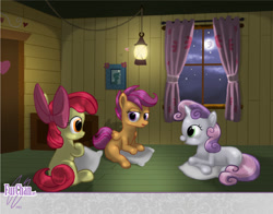 Size: 1280x1003 | Tagged: safe, artist:furchan, apple bloom, scootaloo, sweetie belle, earth pony, pony, female, filly