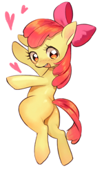 Size: 764x1266 | Tagged: dead source, safe, artist:hotomura, apple bloom, earth pony, pony, adorabloom, blank flank, cute, heart, pixiv, solo