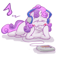 Size: 2908x2625 | Tagged: safe, artist:jelly shades, sweetie belle, explicit title, headphones, lollipop, solo