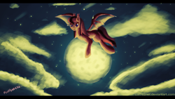 Size: 1920x1080 | Tagged: safe, artist:col762nel, oc, oc only, bat pony, pony, moon, solo, tangible heavenly object