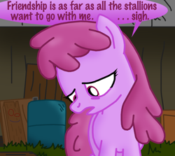 Size: 500x445 | Tagged: safe, artist:ajmstudios, berry punch, berryshine, alone, ed edd n eddy, forever alone, friendzone, frown, hopeless, lonely, meme, plank, romance, sad, scootaloo's scootaquest, solo