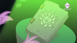 Size: 1192x666 | Tagged: safe, screencap, spike, dragon, inspiration manifestation, hub logo, inspiration manifestation book, solo