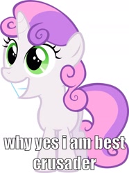 Size: 1493x2008 | Tagged: safe, sweetie belle, pony, unicorn, best filly, female, filly, meme, solo, white coat