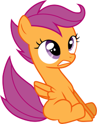 Size: 1855x2367 | Tagged: safe, artist:cloudyglow, scootaloo, pegasus, pony, stare master, braking, female, filly, scared, solo, vector