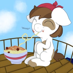 Size: 1500x1500 | Tagged: safe, artist:kalie0216, pipsqueak, pipsqueak eating spaghetti, solo, spaghetti