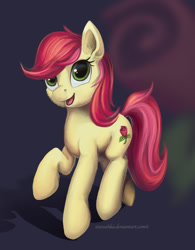 Size: 779x1000 | Tagged: safe, artist:stasushka, roseluck, cute, fluffy, open mouth, raised hoof, smiling, solo