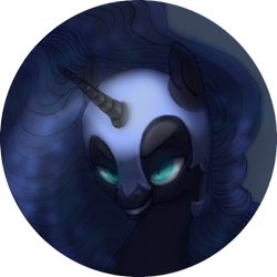 Size: 1628x1628 | Tagged: safe, artist:wolfiedrawie, nightmare moon, bust, button, portrait, solo