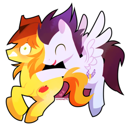 Size: 600x600 | Tagged: safe, artist:lunchwere, braeburn, soarin', pegasus, pony, blushing, gay, male, shipping, soarburn, stallion