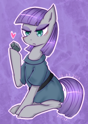 Size: 434x609 | Tagged: safe, artist:divided-s, boulder (pet), maud pie, maud pie (episode), heart, solo