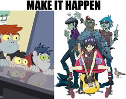 Size: 852x672 | Tagged: safe, diamond dudes, fido, rover, spot, diamond dog, equestria girls, rainbow rocks, 2-d, exploitable meme, gorillaz, make it happen, meme, murdoc, noodle, russel