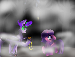 Size: 1024x768 | Tagged: safe, artist:animelabg, oc, oc only, alicorn, pony, alicorn oc, dark magic, fog, hoof hold, locket, magic, sombra eyes