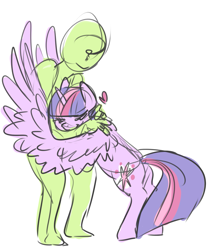 Size: 975x1144 | Tagged: safe, artist:nobody, twilight sparkle, twilight sparkle (alicorn), oc, oc:anon, alicorn, human, pony, cute, female, heart, hug, mare, winghug