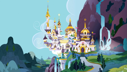 Size: 1365x768 | Tagged: safe, screencap, the crystal empire, canterlot, castle, pony removed, scenery