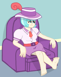 Size: 881x1106 | Tagged: safe, artist:oneovertwo, coco pommel, human, barefoot, feet, humanized, light skin, solo