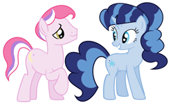 Size: 2176x1388 | Tagged: safe, artist:unoriginai, earth pony, pony, unicorn, duo, female, magical lesbian spawn, male, mare, offspring, parent:pinkie pie, parent:twilight sparkle, parents:twinkie, siblings, stallion