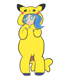 Size: 500x650 | Tagged: safe, artist:mt, oc, oc only, oc:selene, human, pikachu, satyr, clothes, costume, offspring, parent:anon, parent:oc:anon, parent:princess luna, pokémon, solo