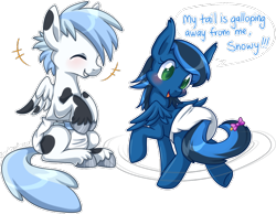 Size: 816x634 | Tagged: safe, artist:ambunny, oc, oc only, oc:midnight shadows, oc:snow blitz, pegasus, pony, diaper, midblitz