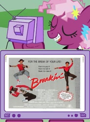 Size: 541x734 | Tagged: safe, cheerilee, 80s, 80s cheerilee, breakdancing, exploitable meme, meme, movie poster, obligatory pony, tv meme