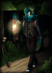 Size: 1922x2719 | Tagged: safe, artist:somnias, oc, oc only, oc:starry night, anthro, bat pony, anthro oc, lantern, night, solo, tree