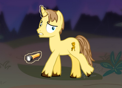 Size: 900x650 | Tagged: safe, artist:pinkameina, pony creator, forest, night, pewdiepie, ponified, scared, slender, stephano